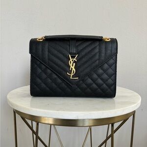 YSL ENVELOPE MEDIUM IN QUILTED GRAIN DE POUDRE EMBOSSED LEATHER